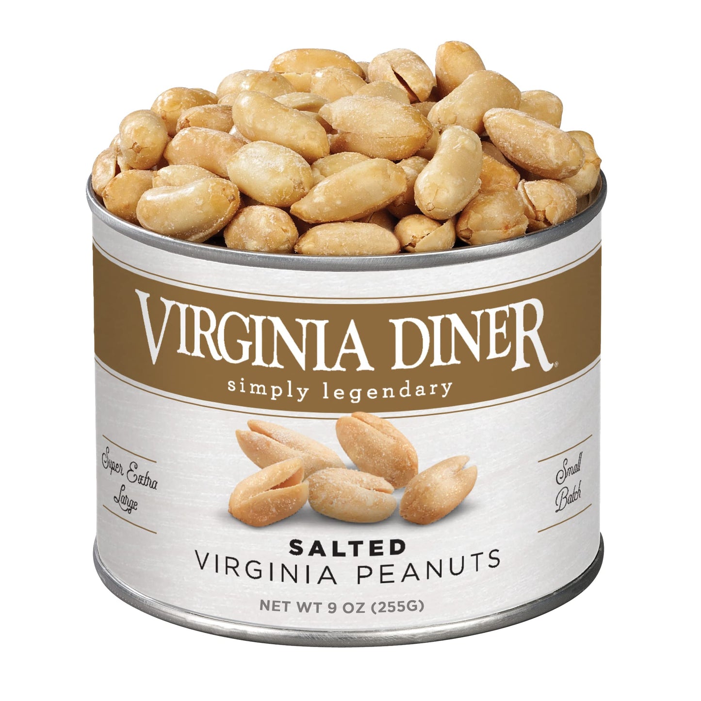 Virginia Diner All Natural Gourmet Virginia Nuts Blister Roasted Super Xl Peanuts Heart Healthy Snack Or Gift 9Oz (4 Pack) Salte