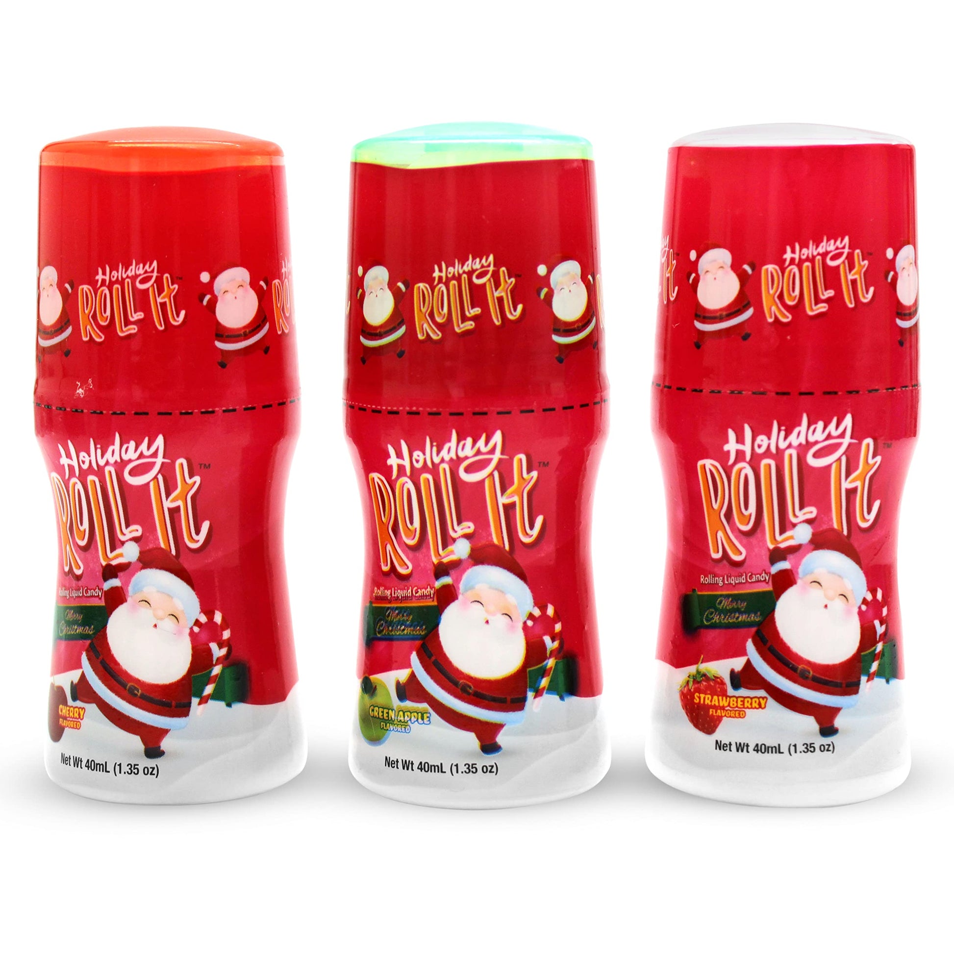 3 Pack | Slime Sour Roller Licker Candy - Assorted, Cherry, Green Apple, Strawberry - Holiday Slime Roll It Licker Candy, Perfec