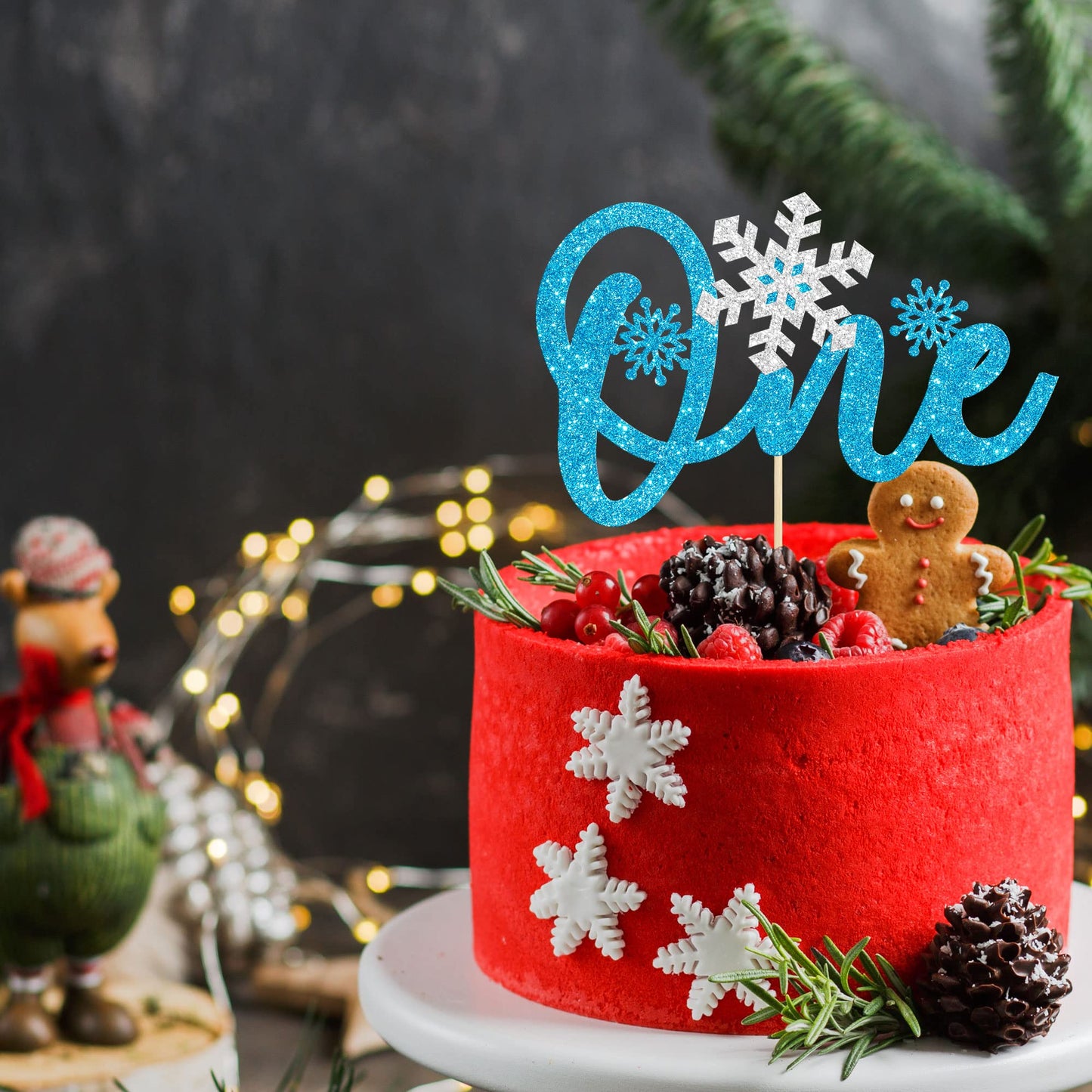 1 Pack Snowflake One Cake Topper Glitter Baby Shower Winter Snowflake First Birthday Cake Topper Decorations For Winter Frozen T