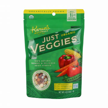 Karen'S Naturals Organic Just Veggies, 4 Ounce Pouch (Packaging May Vary) Organic All Natural Freeze-Dried Fruits & Vegetables,