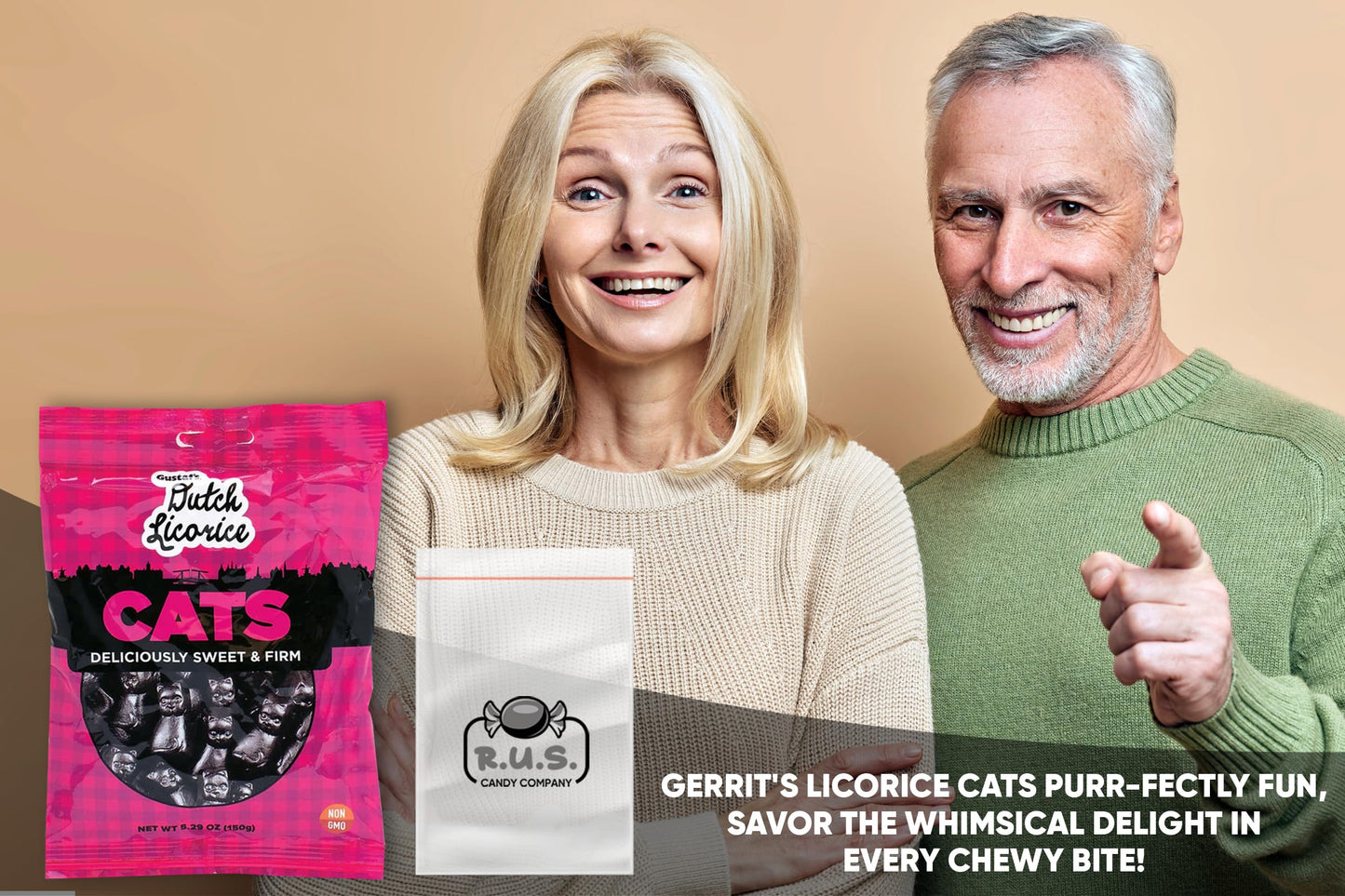 Gustaf'S Dutch Licorice Cats, 2 Pack - 5.29 Oz Each | Authentic Dutch Candy | Imported Licorice Treats - Bundle Comes With Rus C