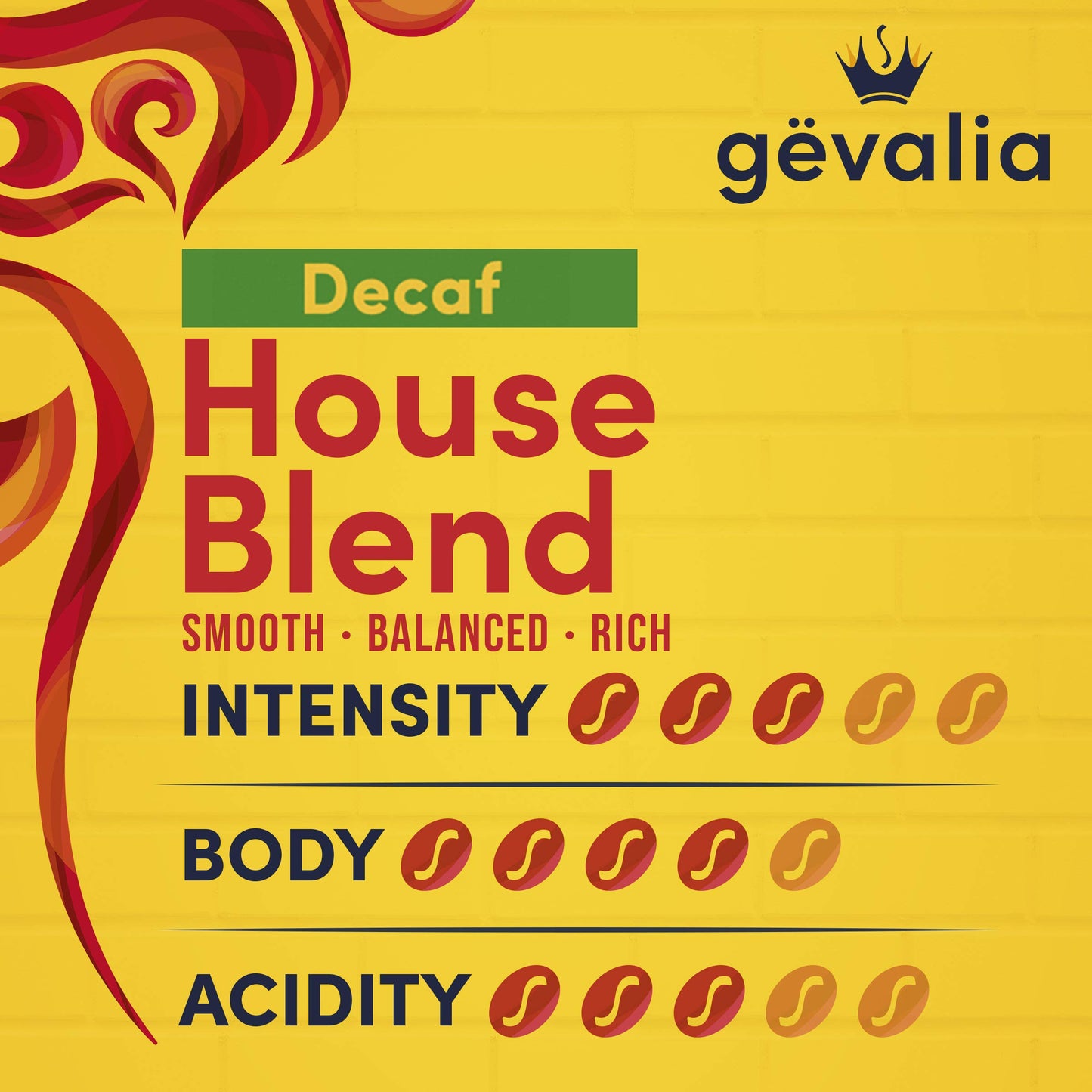Gevalia Decaf Medium Roast House Blend Ground Coffee (12 Oz Bags (Pack Of 6))
