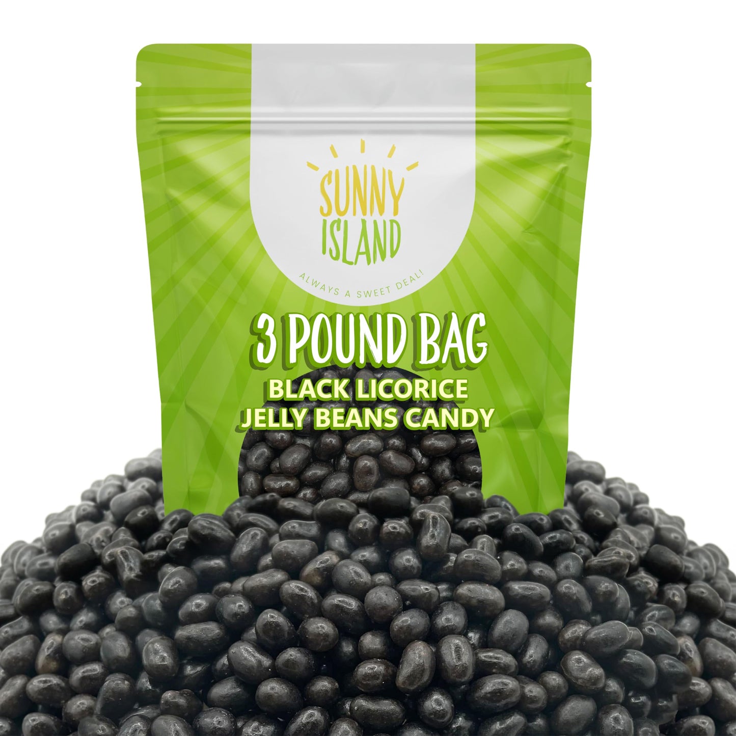 Old-Fashioned Black Licorice Jelly Beans Candy Gluten-Free Vegan 3 Pound Bag