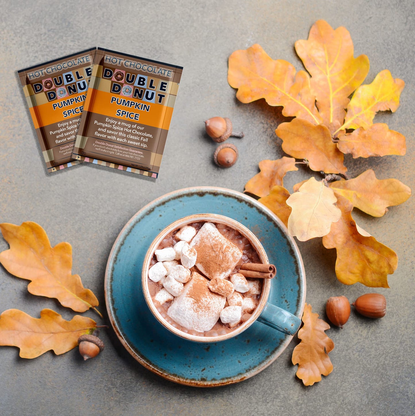 Double Donut Pumpkin Spice Hot Chocolate Mix Packets, Flavored Pumpkin Spice Hot Cocoa Mix, 32 Count