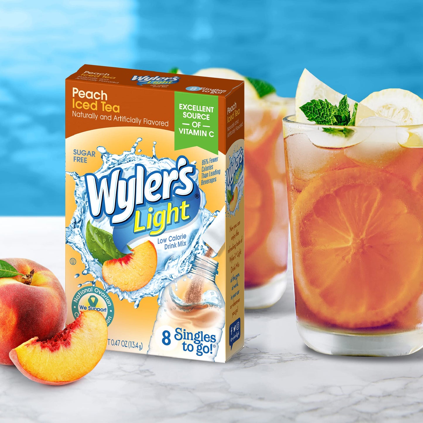 Wyler s Light Peach Iced Tea Singles To Go Drink Mix, 8 CT (Pack of 4)