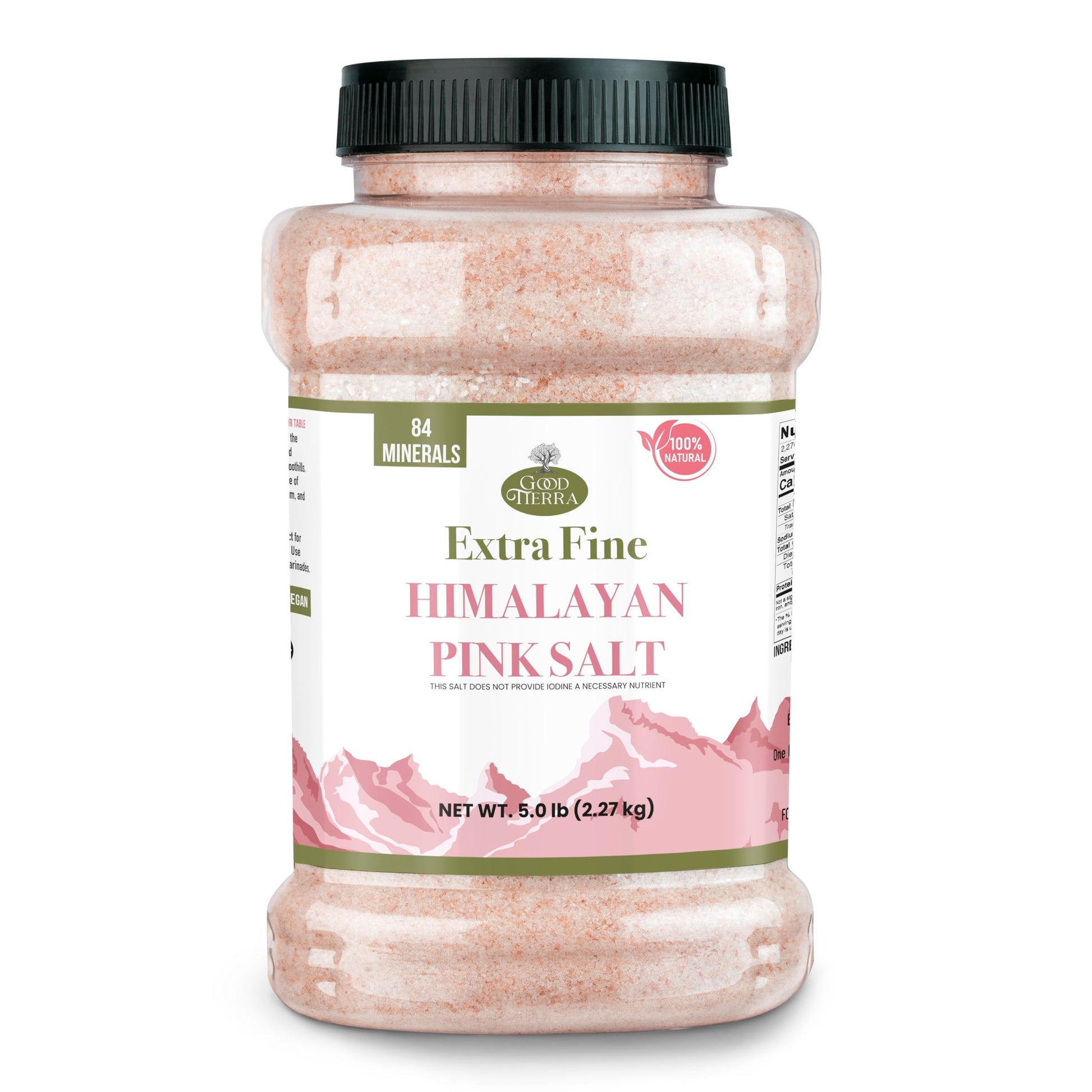 GOOD TIERRA Himalayan Pink Salt - Extra-Fine Grain - 5 lb Jar - 80 Ounce