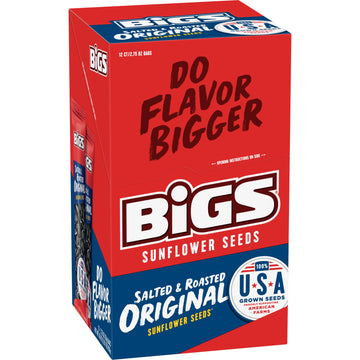 BIGS Sunflower Seeds, Salted & Roasted, 12 Count, 2.75 oz. Pack of 12, Original Flavor