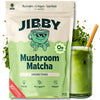 Jibby Mushroom Matcha Super Latte - Ceremonial Grade Green Tea Organic Matcha Powder, Collagen, Mct Oil, Superfood Mushrooms, Ma