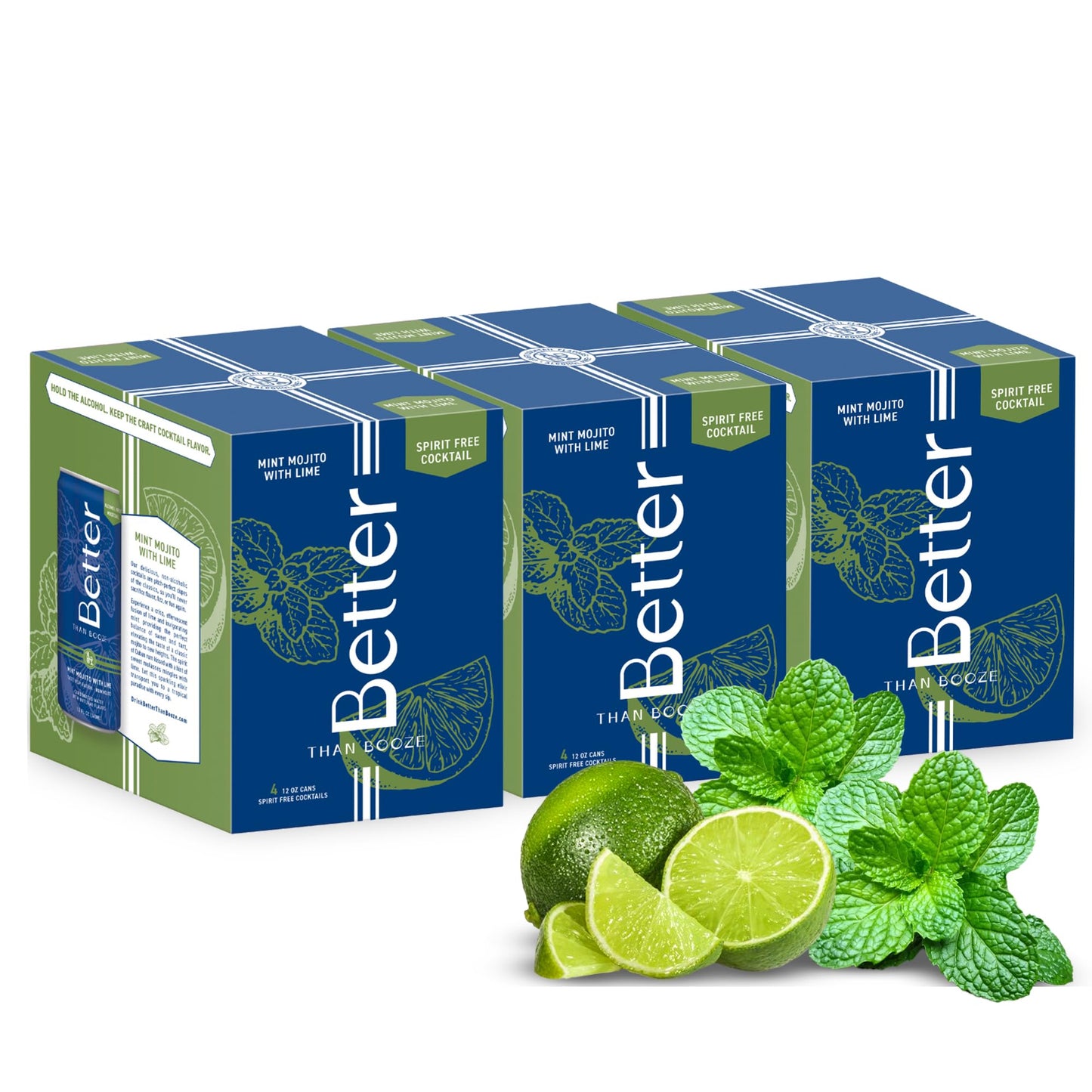Better Than Booze Non-Alcoholic Mocktail Drinks | Mint Mojito Flavor | 12 Pack