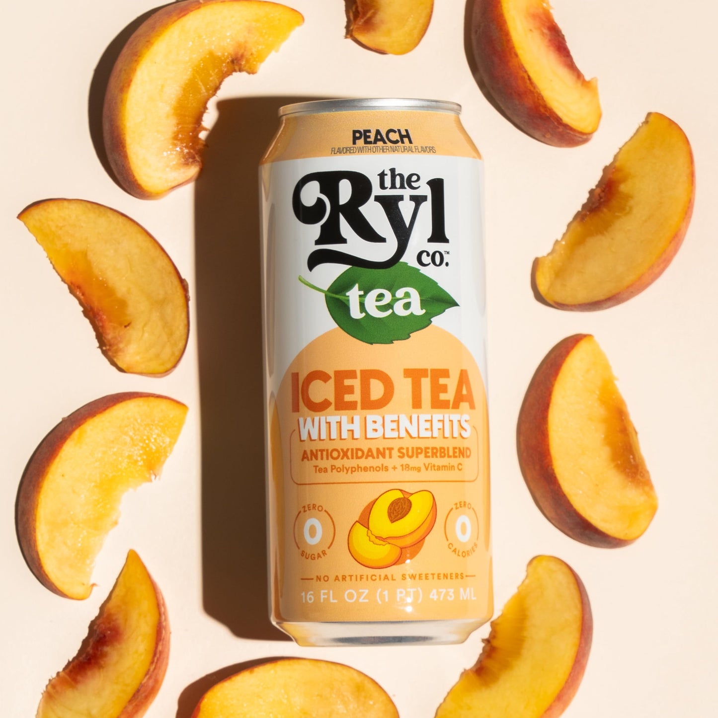 Ryl Iced Tea, Peach, Antioxidant Superblend, Zero Sugar, Low Carb, Zero Calorie Iced Tea, 16.0 Fl Oz (12-Pack)