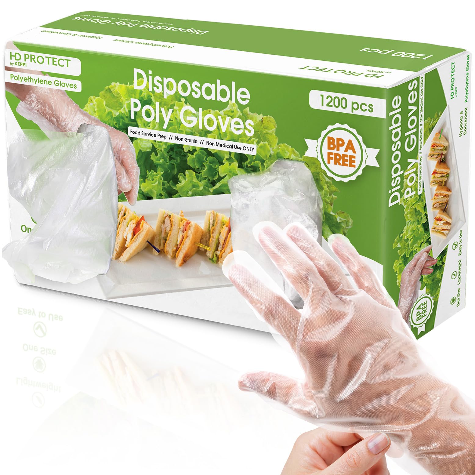 Keppi 1200Pcs Plastic Gloves - Bpa & Latex Free - Perfect Food Handling Gloves - Food Safe Disposable Gloves For Cooking - Bulk 