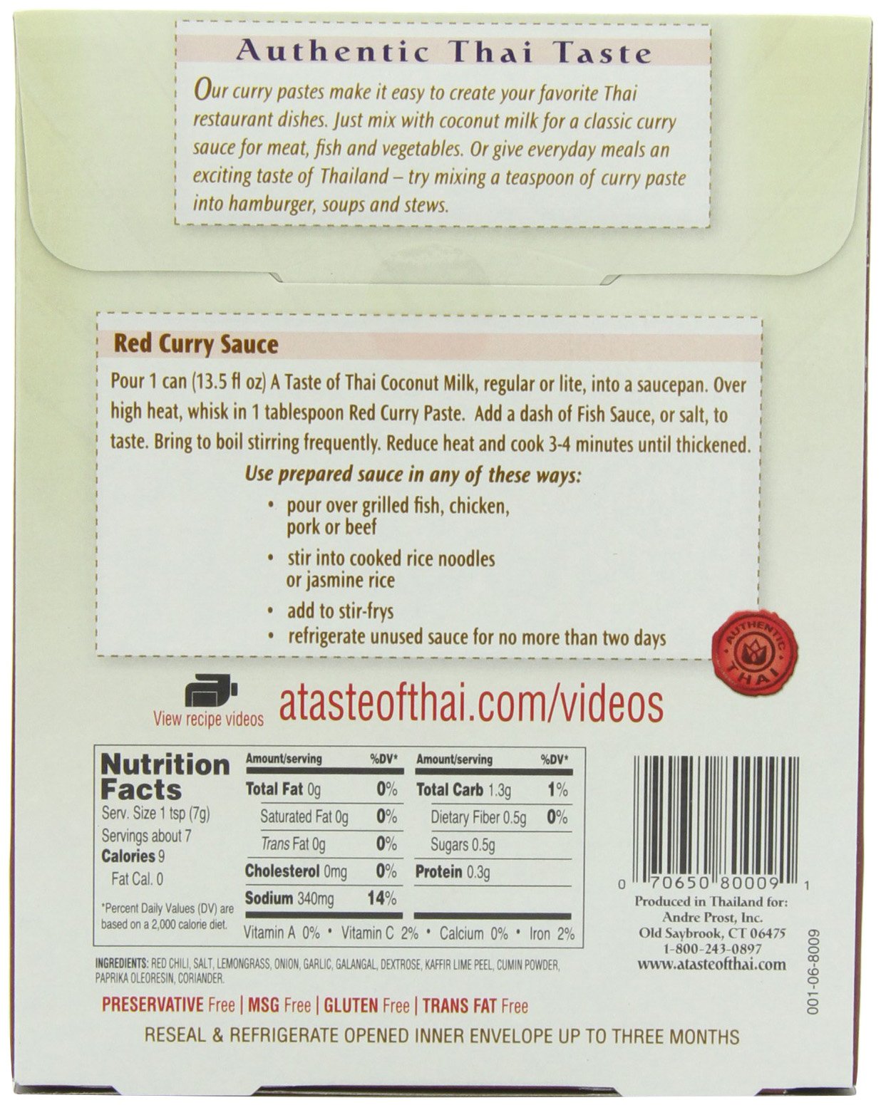 A Taste Of Thai Red Curry Paste - 1.75 Oz Pack Of 12 Ready-To-Use Mix | Flavored With Classic Thai Spices | Use As Rub Marinade