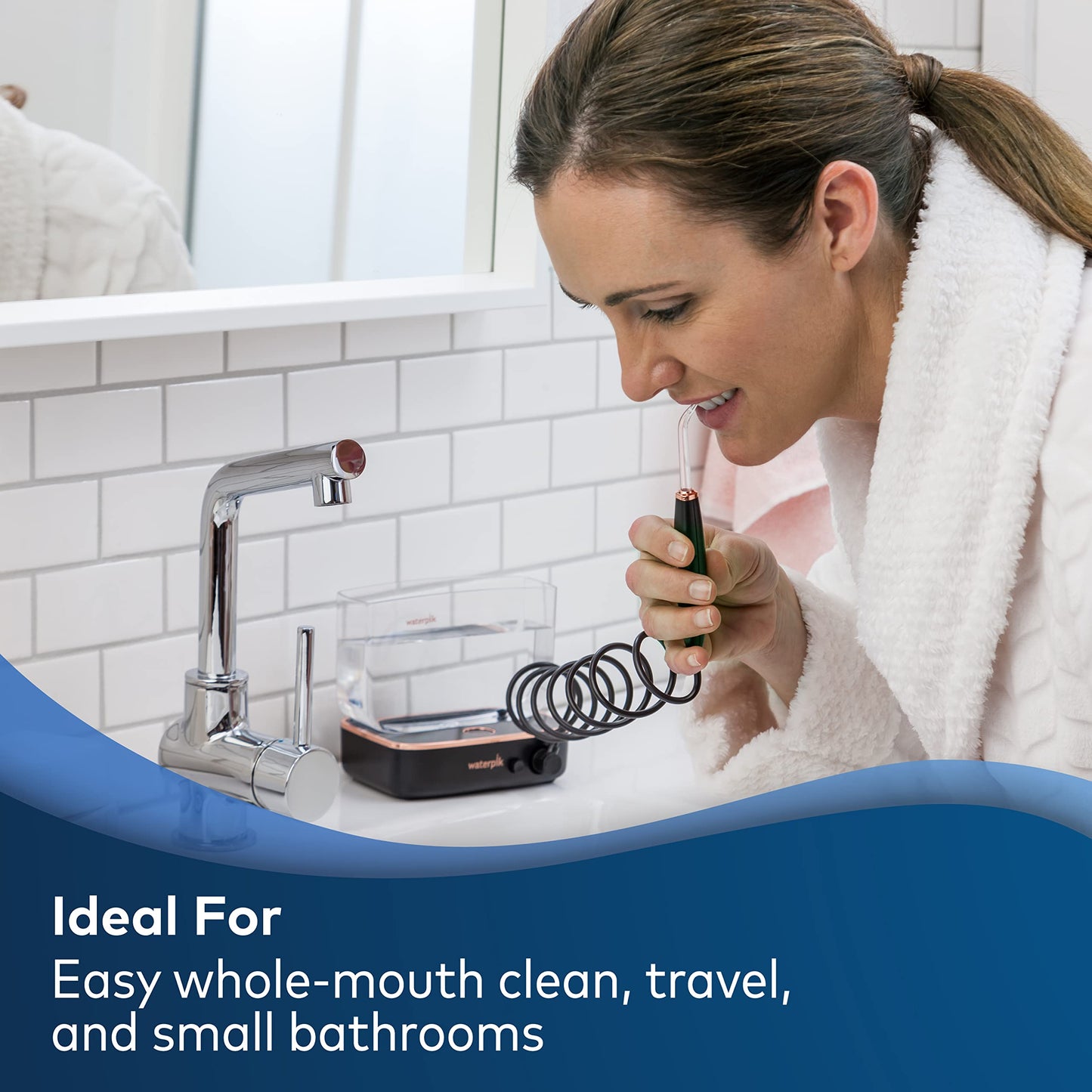 Waterpik Sidekick Portable Water Flosser For Travel & Home, Black/Copper