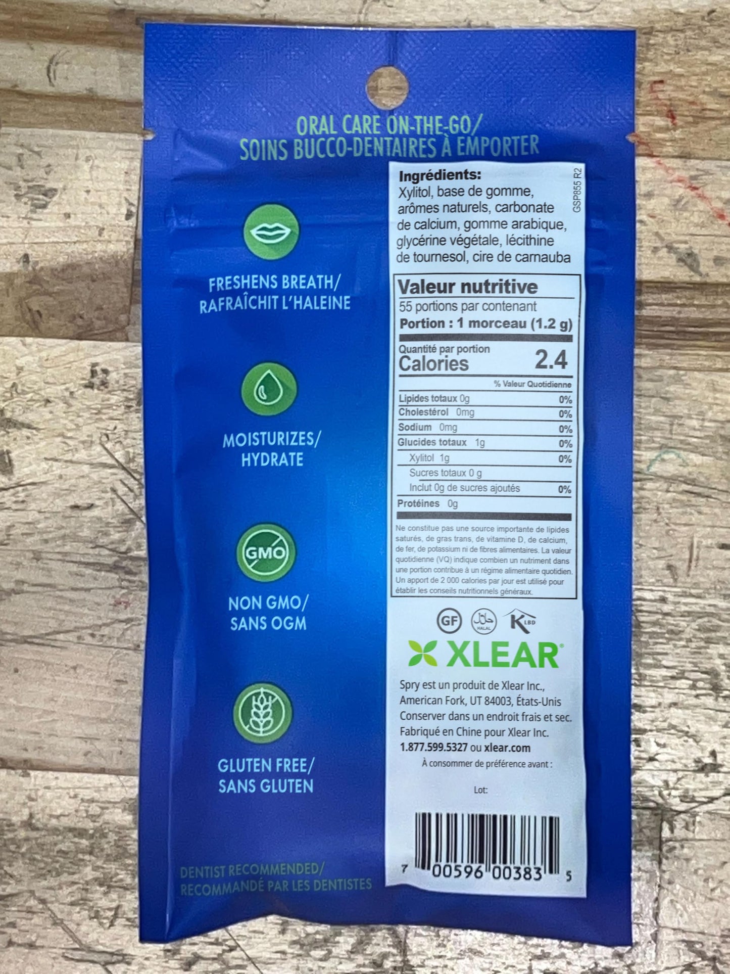 Spry Xylitol Chewing Gum - Aspartame-Free, Sugar-Free, Non-GMO, Peppermint, 55 Count (Pack of 3)