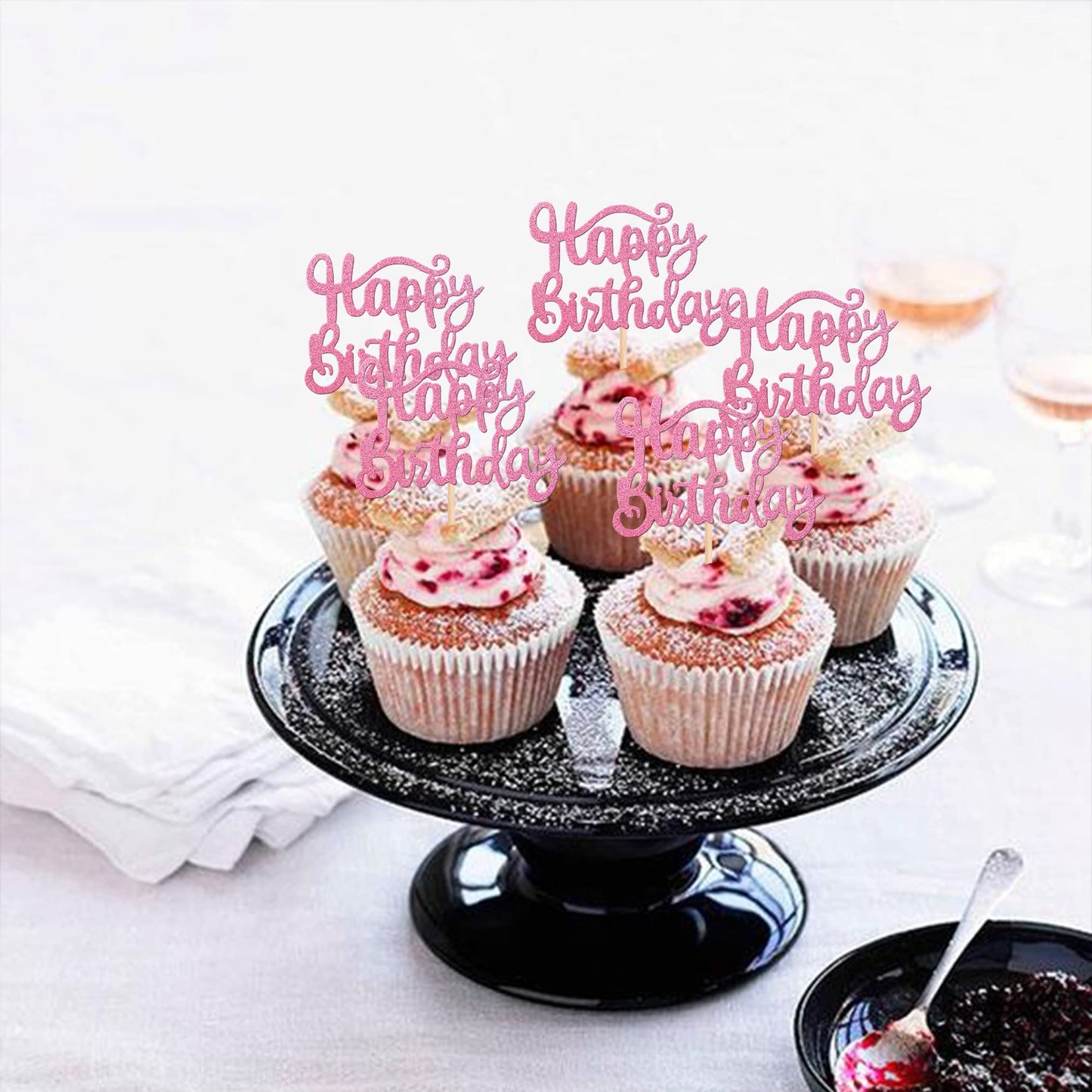 36 Pcs Happy Birthday Cupcake Toppers Glitter Birthday Cupcake Picks For Celebrating Baby Shower Kids Birthday Anniversary Party