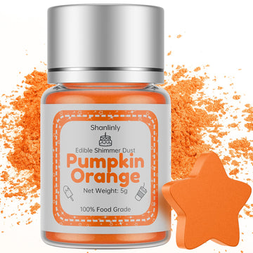 Shanlinly Orange Luster Dust Edible - 5g Food Grade Edible Orange Shimmer Dust for Drinks, Edible Glitter Dust Food Coloring Pow