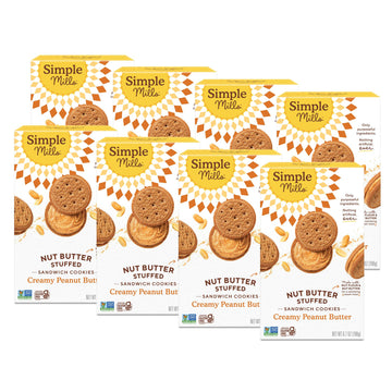 Simple Mills Nut Butter Stuffed Sandwich Cookies, Creamy Peanut Butter, Nothing Artificial, Vegan Friendly, Kosher, Gluten Free 