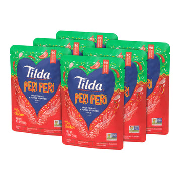 Tilda Ready To Heat Peri Peri Rice, No Artificial Colors, Flavors Or Preservatives, Vegan & Vegetarian Friendly, Gluten Free & Non-Gmo, 8.5 Ounce (Pack Of 6)