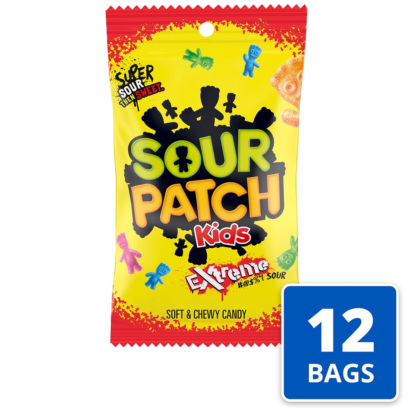 Sour Patch Kids Extreme Sour Soft & Chewy Candy, Bulk Candy, 12 - 7.2 Oz Bags