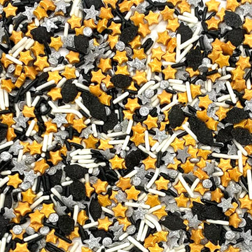 Sentovac Graduation Sprinkles Black Gold Sliver White Mix Edible Sprinkle Graduation Season Theme for Cake Decorating Candy Cupc