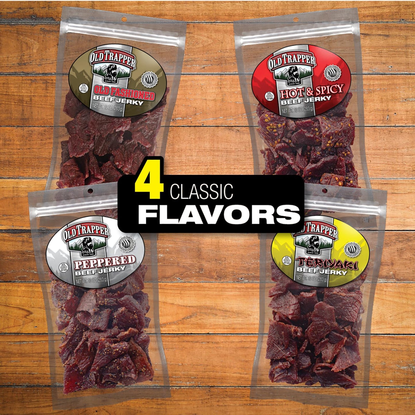 Old Trapper Beef Jerky, Teriyaki 10-Ounce Individual Pack, Tender Meat Snack For Lunches Or Between Meals, 11 Grams Of Protein, Zero Grams Of Fat, And 70 Calories Per Ounce (Pack Of One)