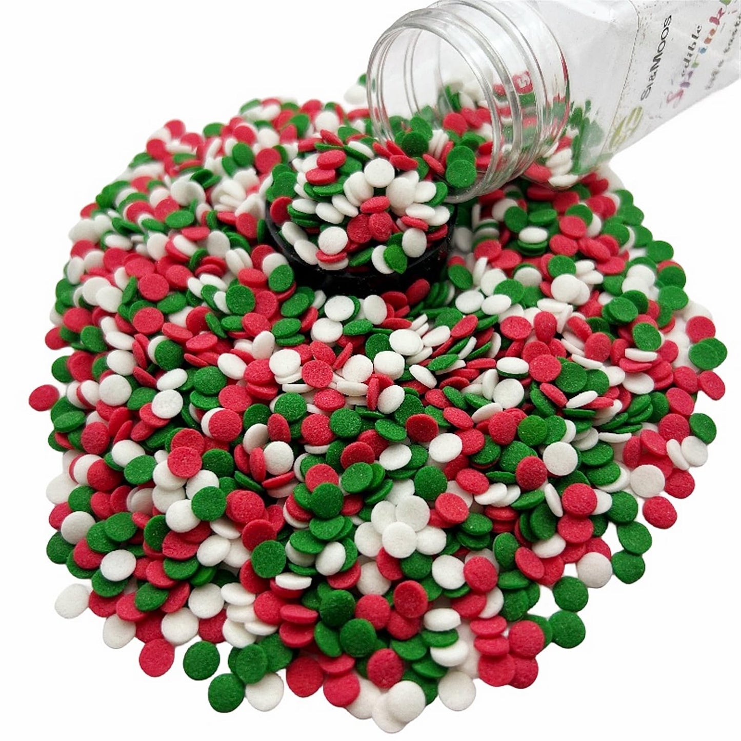 Se Si&Moos Christmas Confetti Sprinkles Red Green And White Sequins Sprinkles Red And Green Confetti Sprinkles Edible Christmas