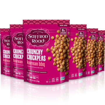 Saffron Road Organic Crunchy Chickpea Snacks-Gluten Free, Non-GMO, Kosher, Vegan (Korean BBQ, 6 oz (6 Pack))