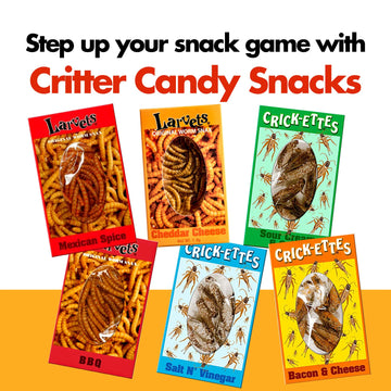 Jerky-n-Spice Edible Bugs 6-Pack, Flavored Larvae Snacks, Mixed Multi-Pack