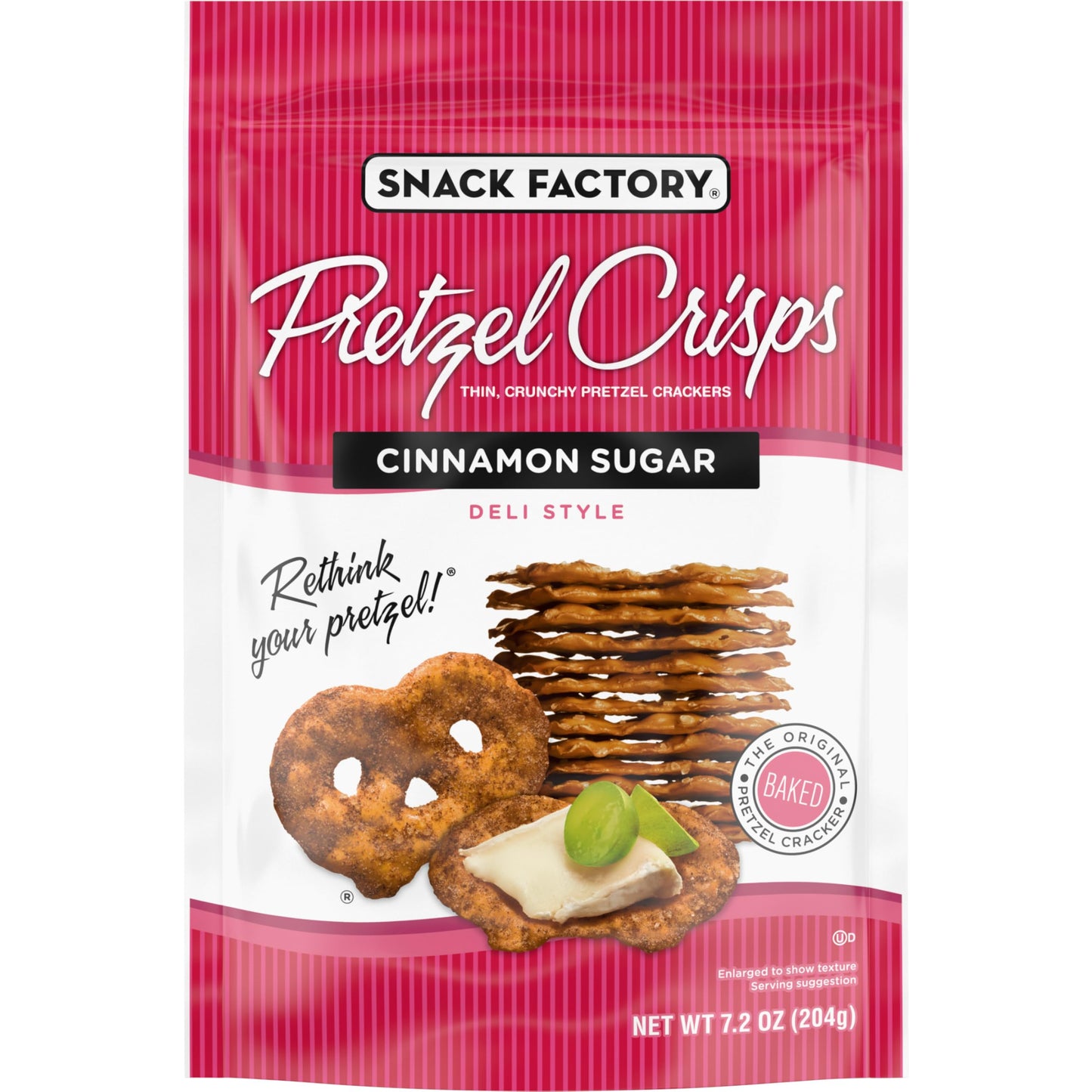 Snack Factory Pretzel Crisps  Cinnamon Sugar  7.2 Oz Bag