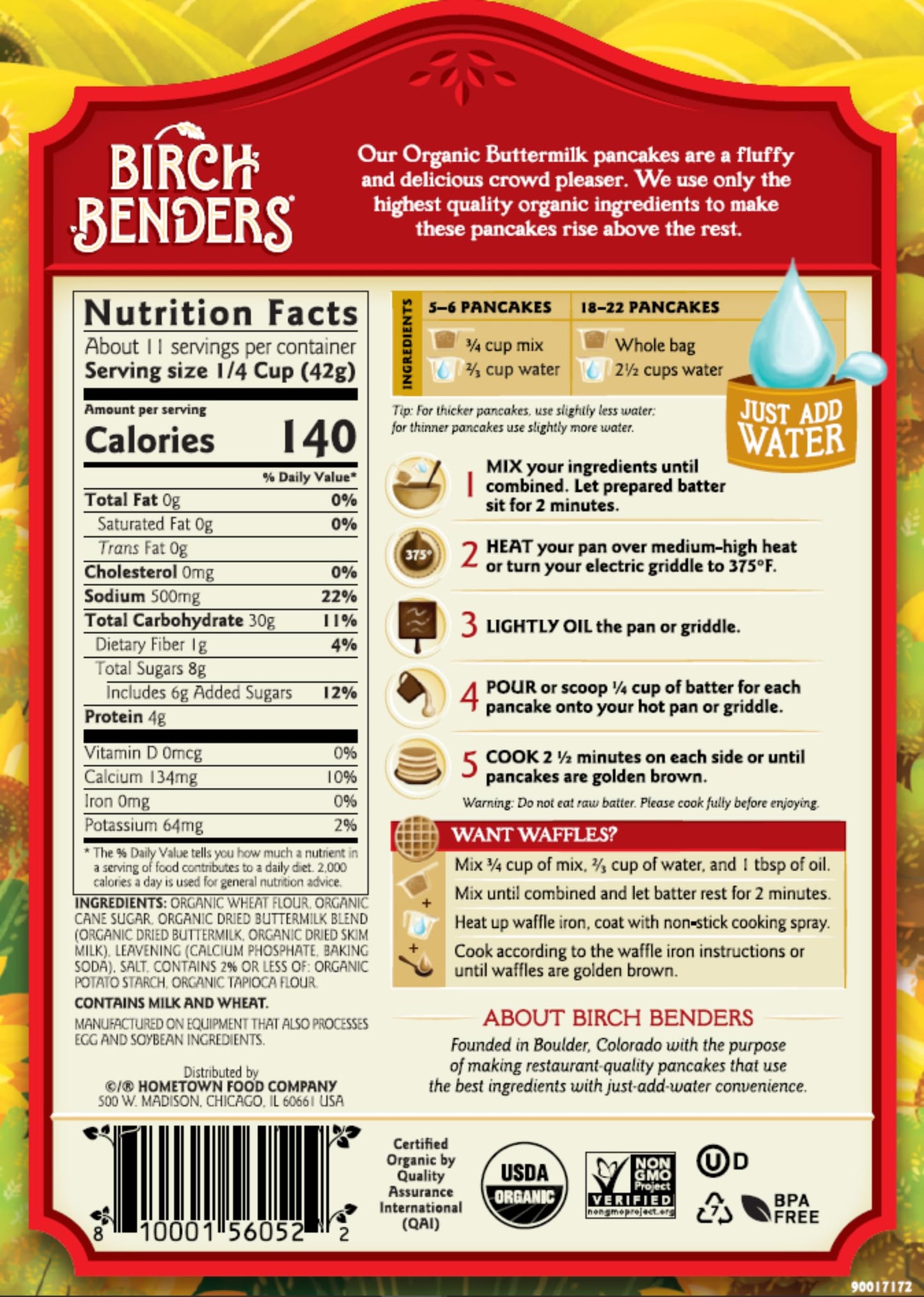 Birch Benders Organic Buttermilk Pancake And Waffle Mix, 16 Oz (Pack Of 2)