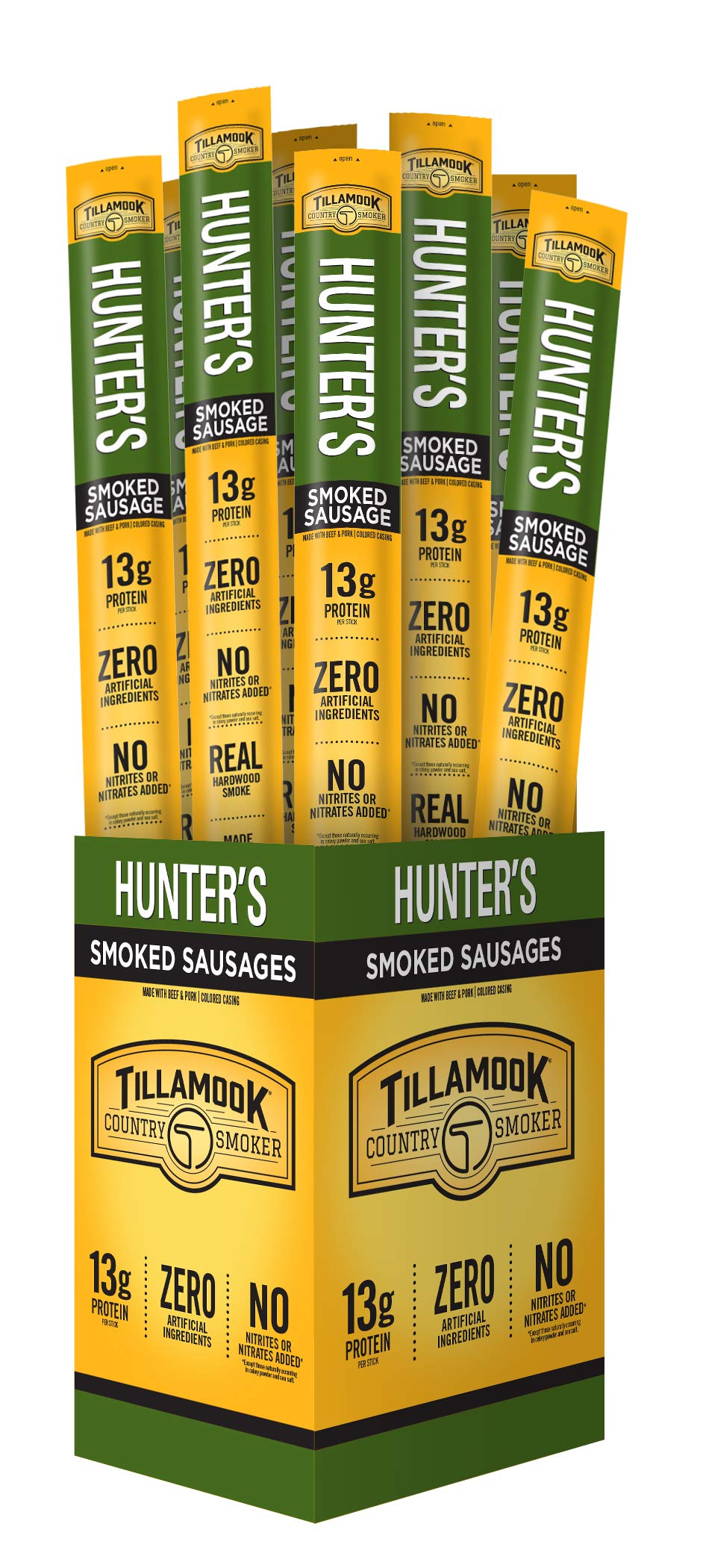 TILLAMOOK COUNTRY SMOKER Hunters Sausage, Real Hardwood Smoked, 1.44 Ounce, Pack of 24