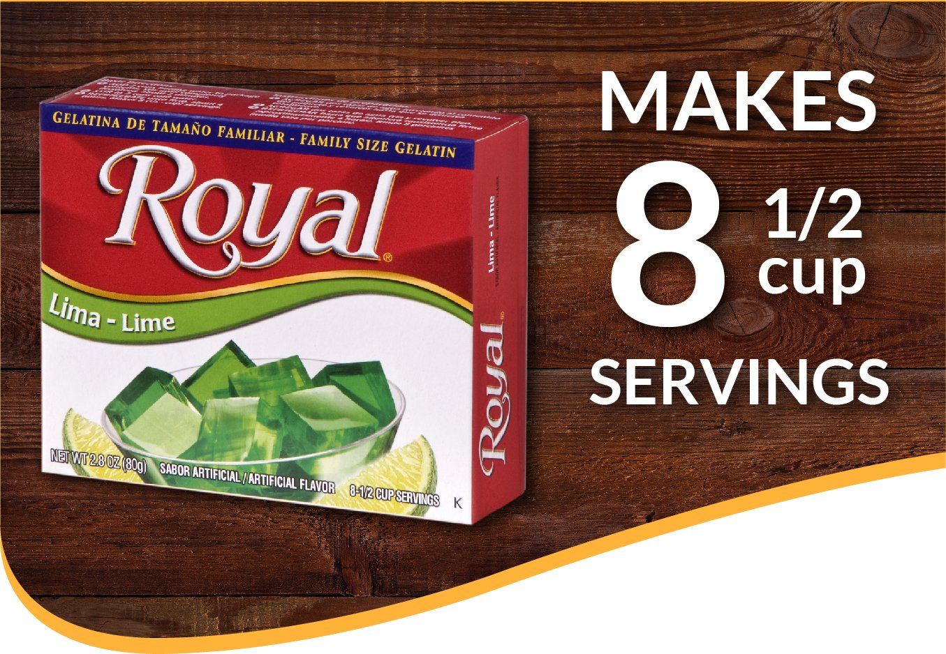 Royal Bilingual Gelatin, Fat Free Dessert Mix, Lime, 2.8 Ounce (Pack Of 12)