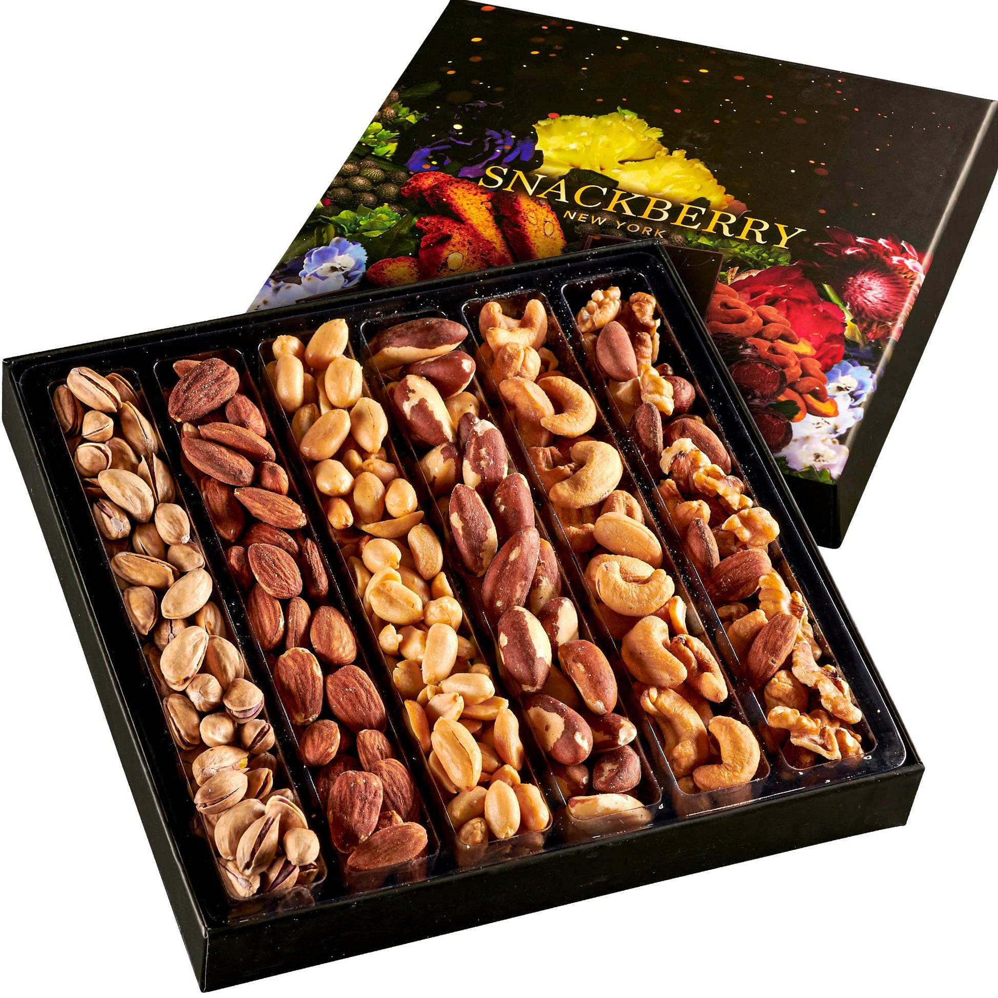 Snackberry Holiday Mixed Nuts Gift Basket - Elegant Box, Healthy Snack Gift Set for Men and Women, Original Size