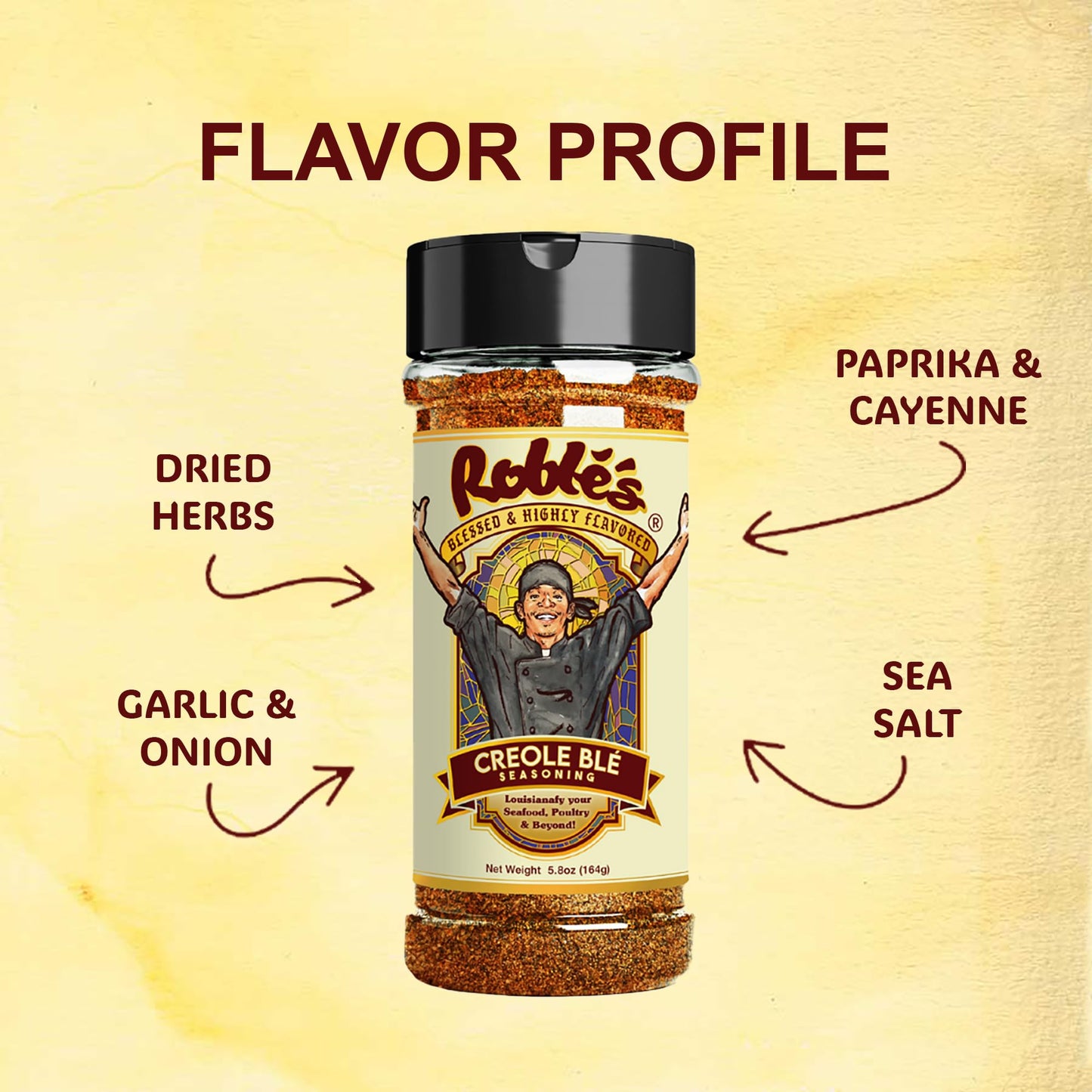 BLESSED AND HIGHLY FLAVORED Creole Blé Seasoning, Gluten-Free, Low Sodium, 5.8 Ounce