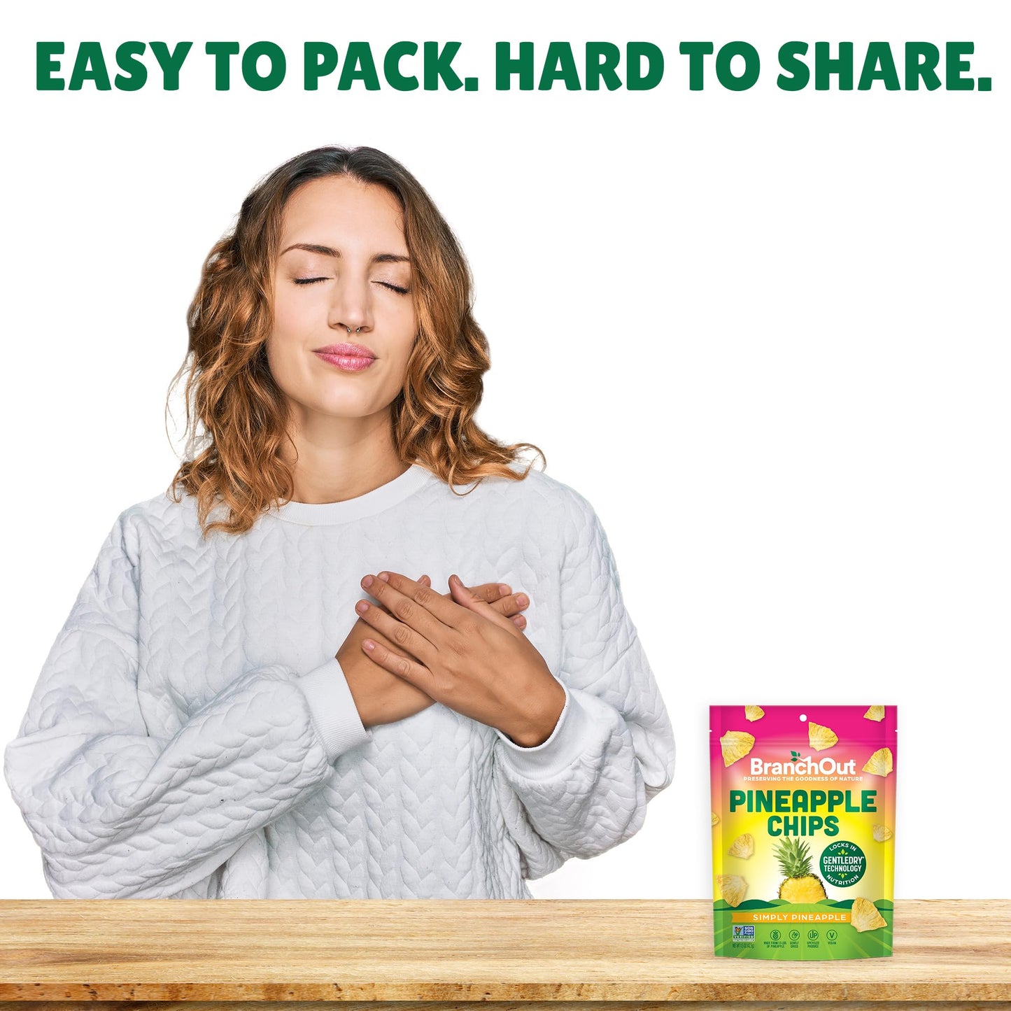 BranchOut Pineapple Chips, No Sugar Added, Real Dried Pineapple Chunks, GentleDry, Better than Freeze Dried Pineapple, Healthy V