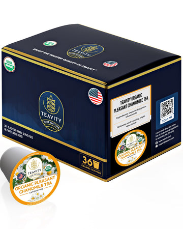 Organic Chamomile Tea Pods For Keurig - Decaf Tea Pods - Pleasant Chamomile By Teavity (36 Tea Pods)