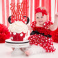Ahaoray Half Way To One Cake Topper - Red Glitter 6 Months Birthday Decorations Supplies - Half Birthday Decorations Baby Girl,