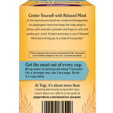 Yogi Tea Relaxed Mind Herbal Tea - Caffeine Free - 96 Organic Tea Bags - 16 Count (Pack of 6) - Yellow - Model 076950450226