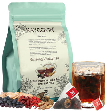 Kidney Tea Formula Flavor Blendseng Six Treasure Tea(20 Bags)  Kidney Detox Support Flavor Blendseng And Wolfberry Teas Blend For Men And Women  Energy Boost & Immune Support Herbal With Energy Blend Free