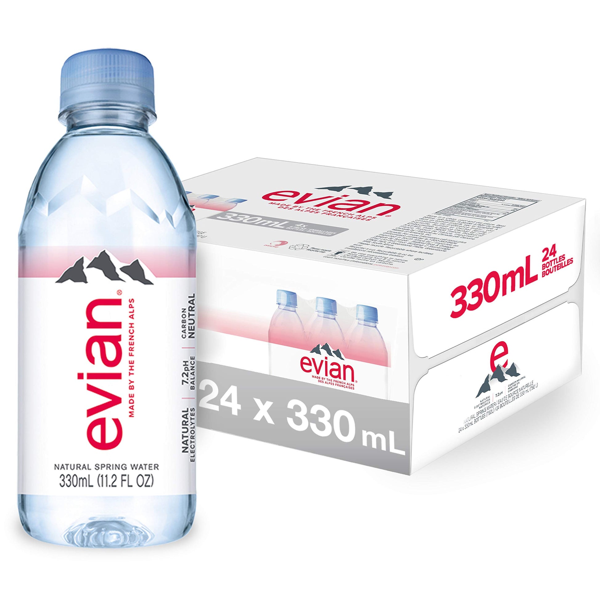 Evian Natural Spring Water 330 Ml/11.2 Fl Oz Mini-Bottles, Naturally Filtered Spring Water Small Water Bottles (11.16 Fl Oz (Pac