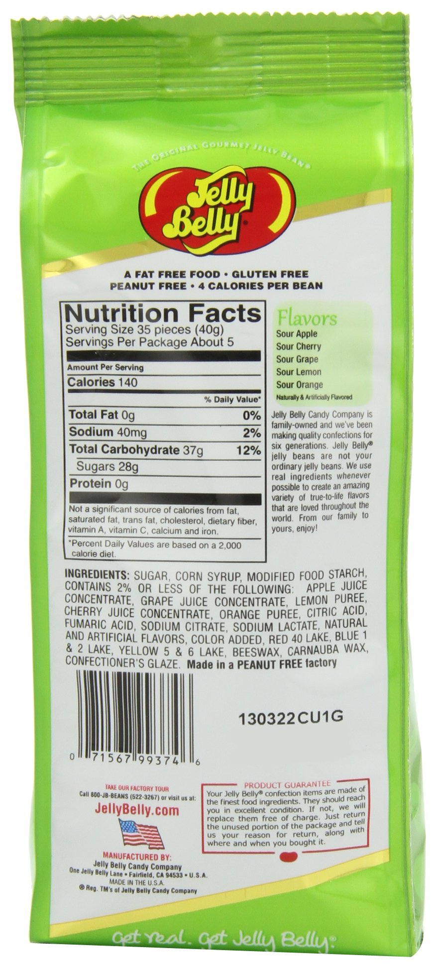 Jelly Belly Candy Gift Bag, Sours 7.5Oz