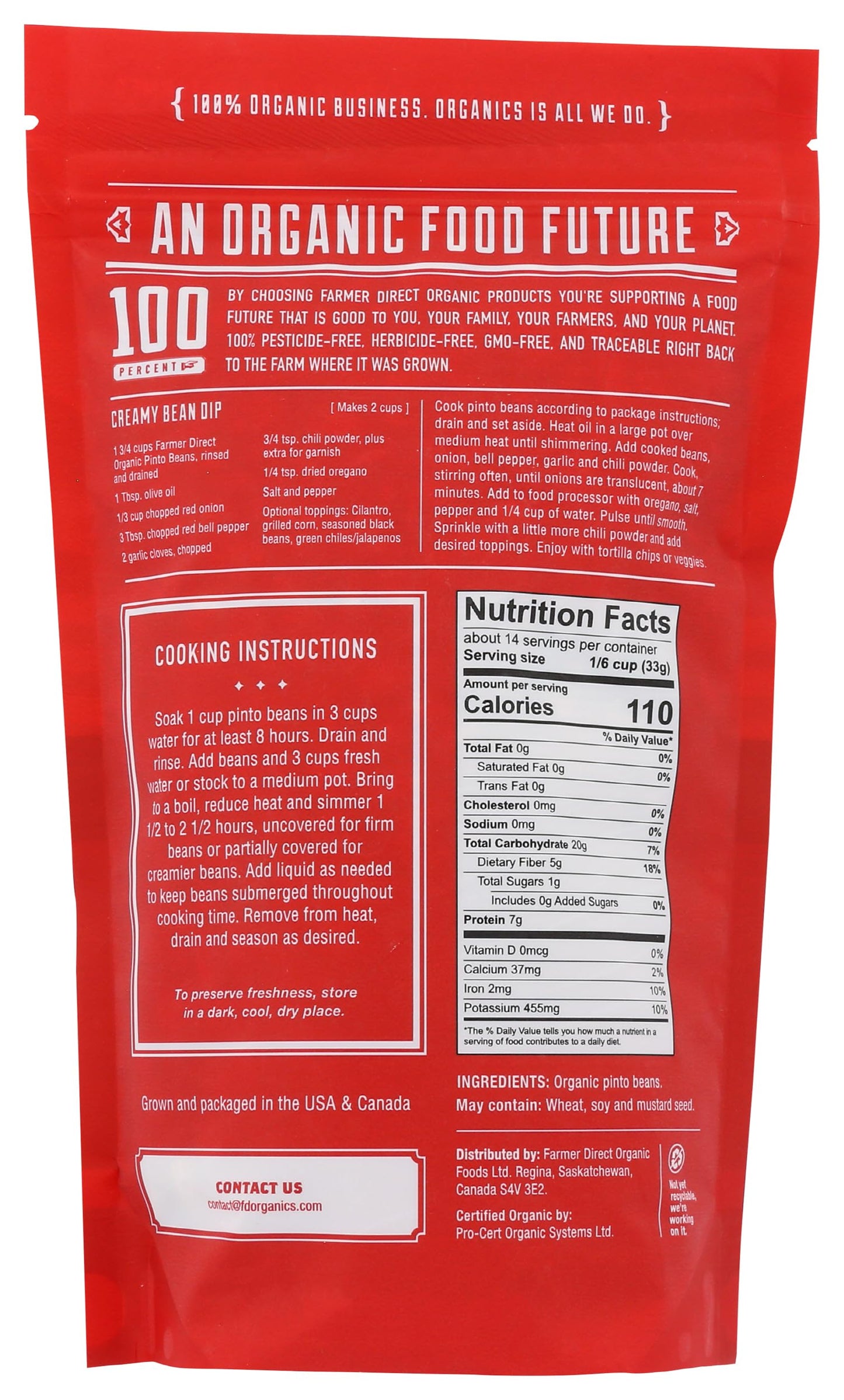 Farmer Direct Cooperative - Beans Organic Pinto - Case Of 6-16 Ounces