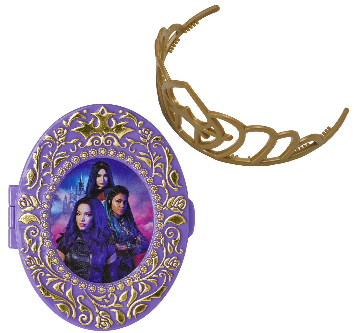 DecoPac Disney Descendants 3 Cake Topper Set, 2-Pc with Tiara & Compact, Plastic, Multiple Colors, Model 24327