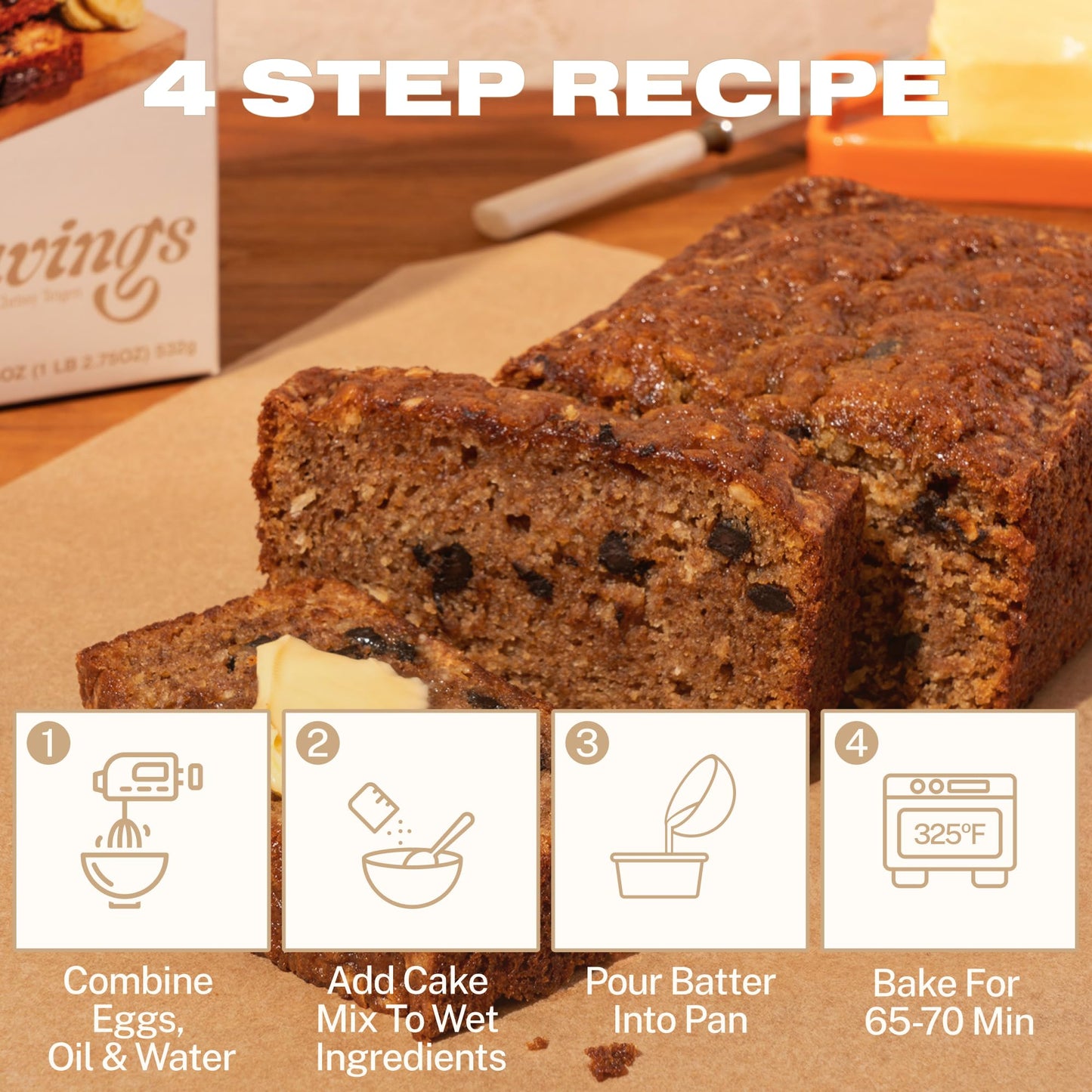 Cravings By Chrissy Teigen Ultimate Banana Bread Mix, Fast And Easy No Bananas Needed Only 03 Ingredients Eggs, Oil And Water, 1