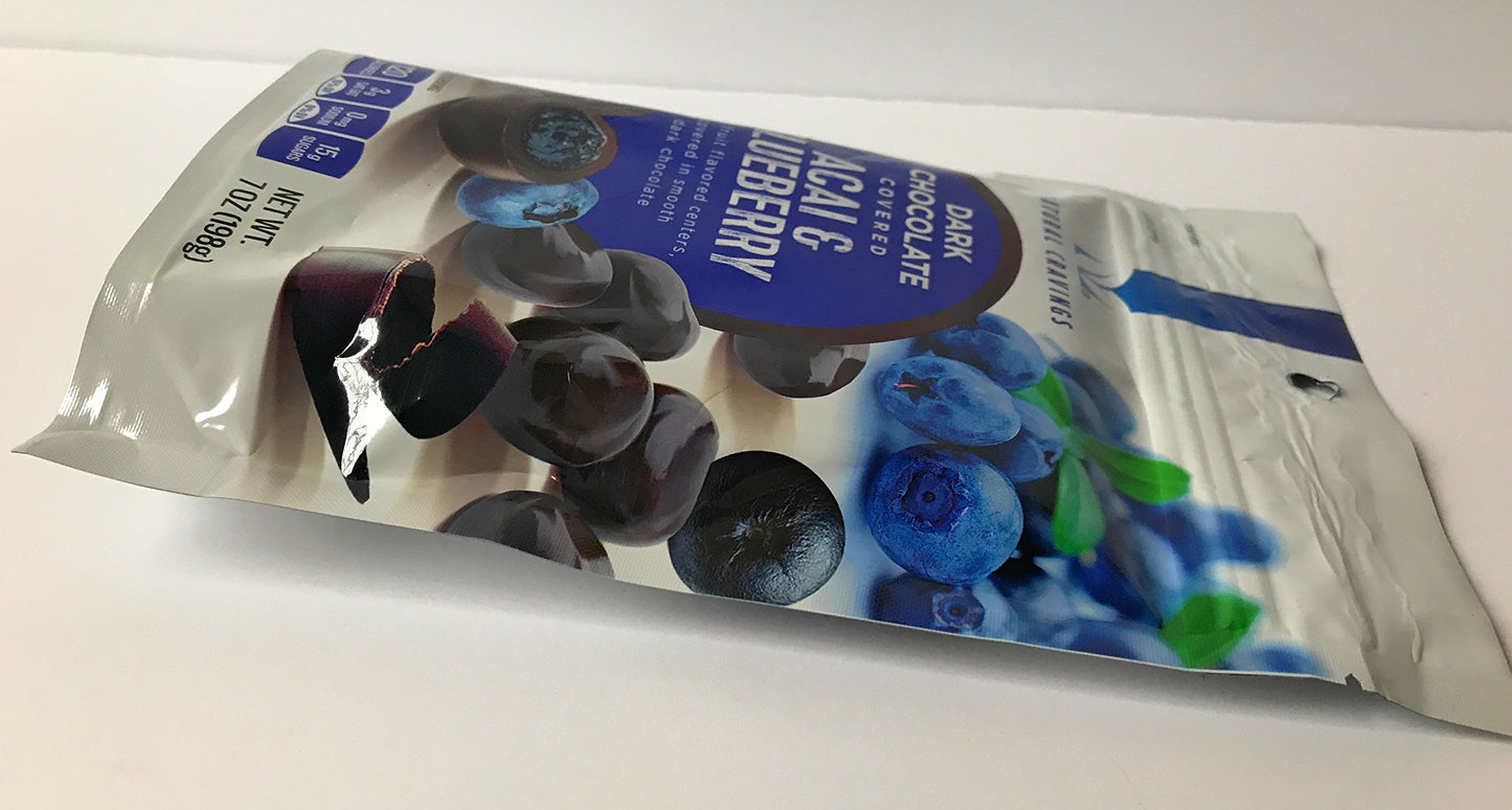 Chocolate Covered Blueberries And Acai Berries - 7Oz Package Of Delicious Dark Chocolate Covered Blueberry And Acai