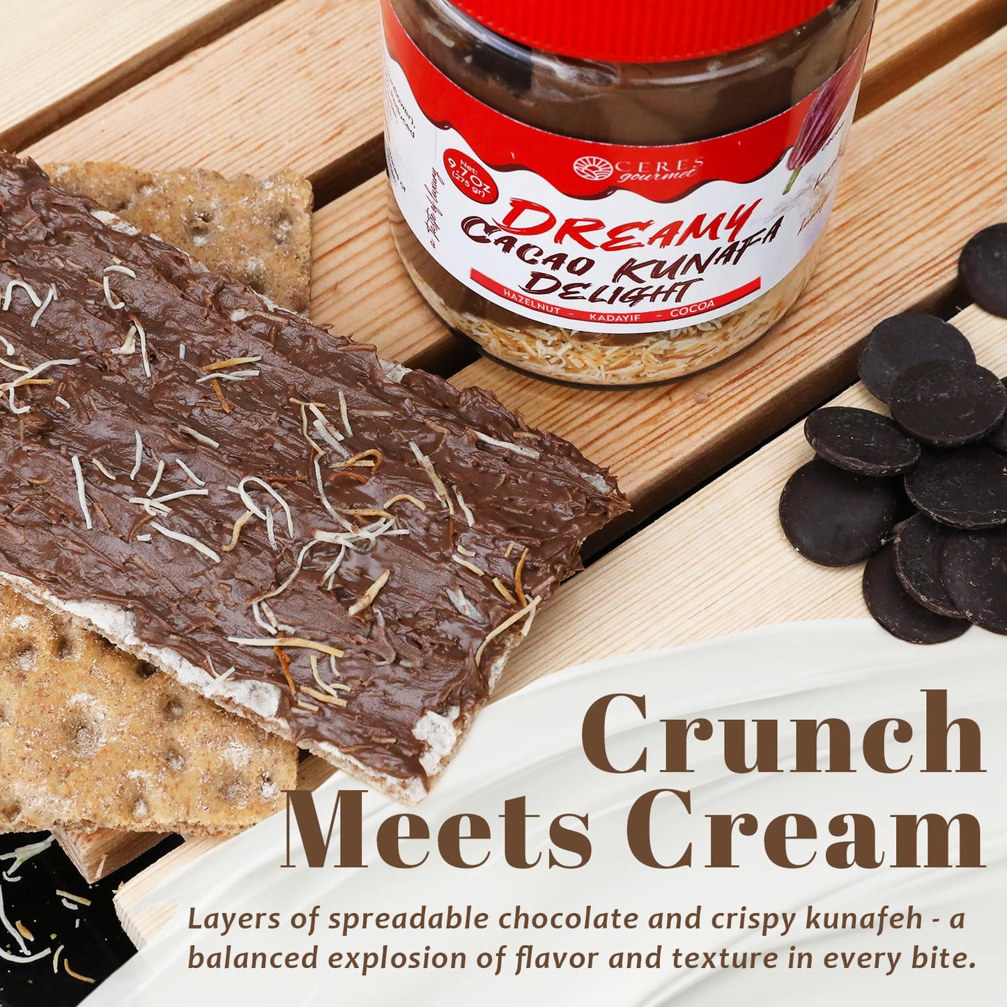 Ceres Gourmet Spreadable Chocolate - Hazelnut & Knafeh - 10 oz