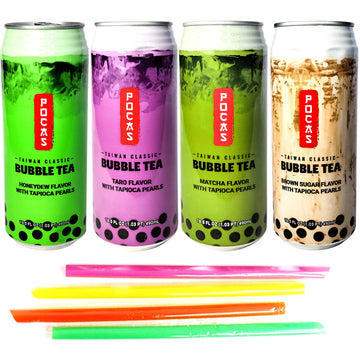 Pocas Bubble Tea, Classic Taiwan Style Milk Tea With Tapioca Pearls. Ready To Serve Boba Tea, World’S Best Tasting Boba Tea.16.5Fl Oz (Variety Pack, 12)