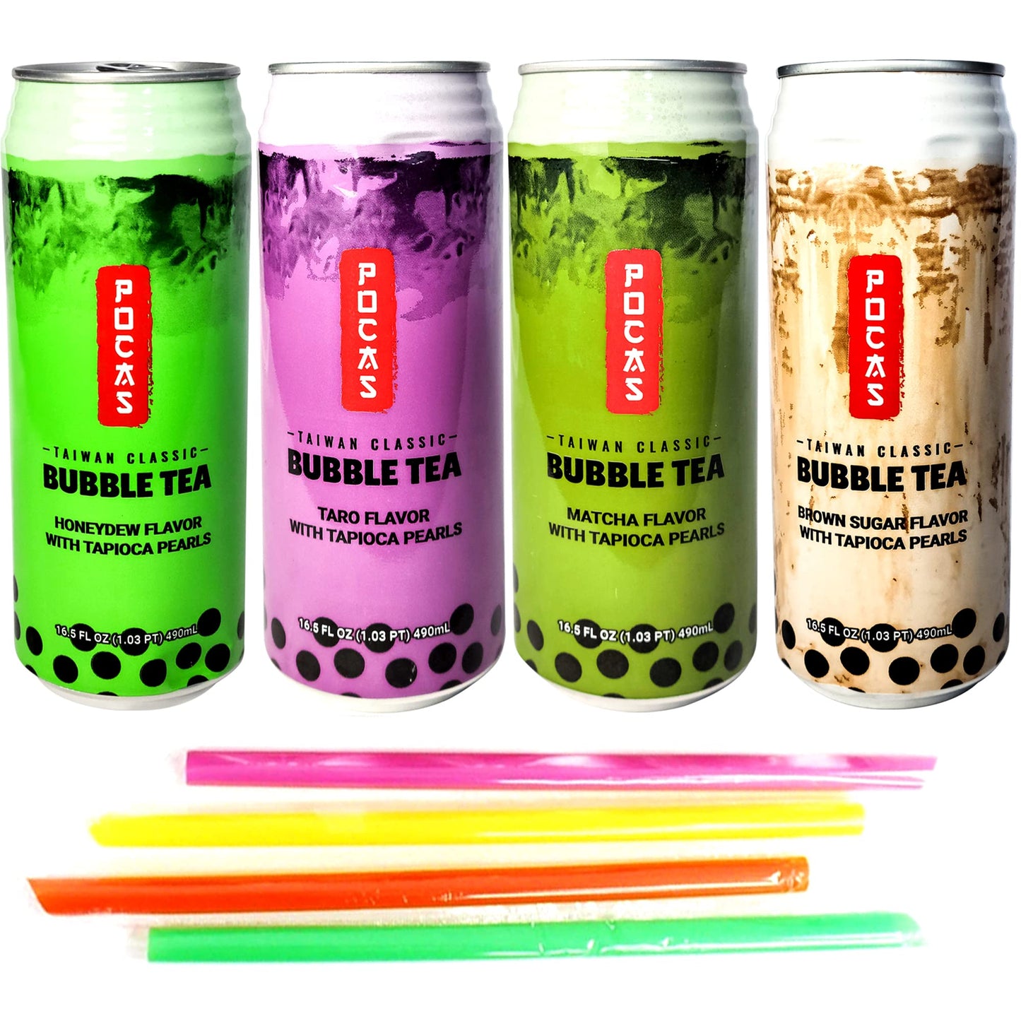 Pocas Bubble Tea, Classic Taiwan Style Milk Tea With Tapioca Pearls. Ready To Serve Boba Tea, World’S Best Tasting Boba Tea.16.5Fl Oz (Variety Pack, 6)