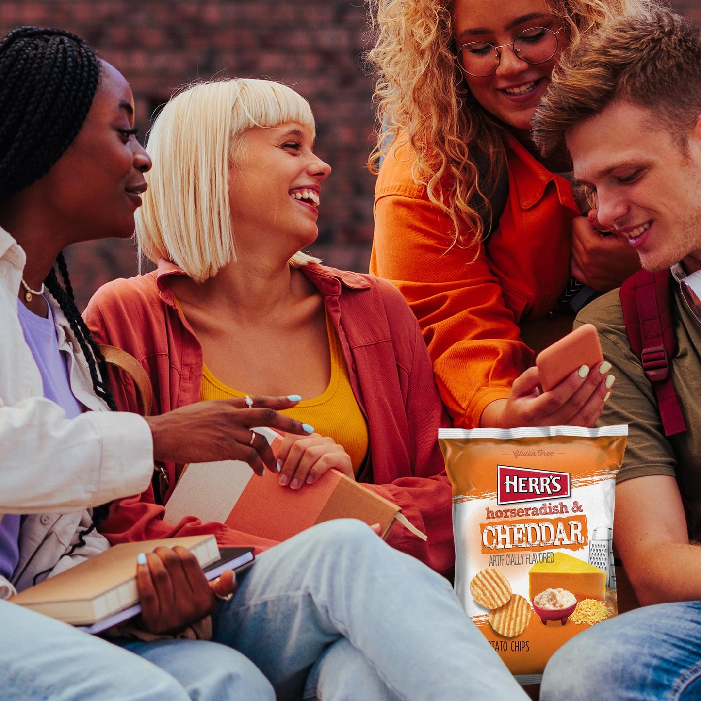 Herrs Potato Chips, Horseradish and Cheddar Flavor, Gluten Free Snacks, 6oz Bag (6 Count)