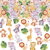 40Pcs Edible Jungle Safari Animal Theme Cupcake Toppers Wafer Paper Jungle Safari Animal Cupcake Toppers Drink Topper Dessert Mu